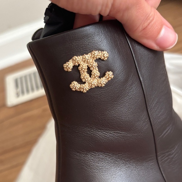 Chanel Brown Leather Ankle Boots - Picture 2 of 6